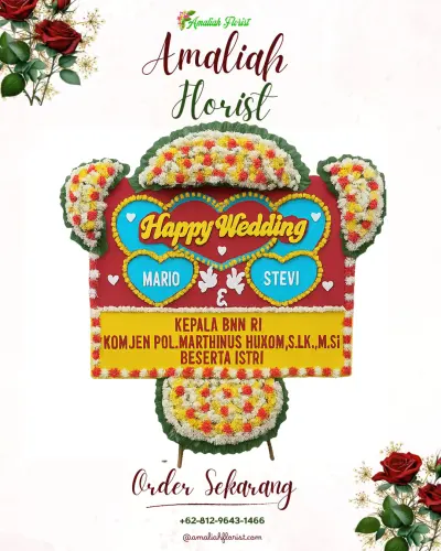 Karangan Papan Bunga Pernikahan di Maccini